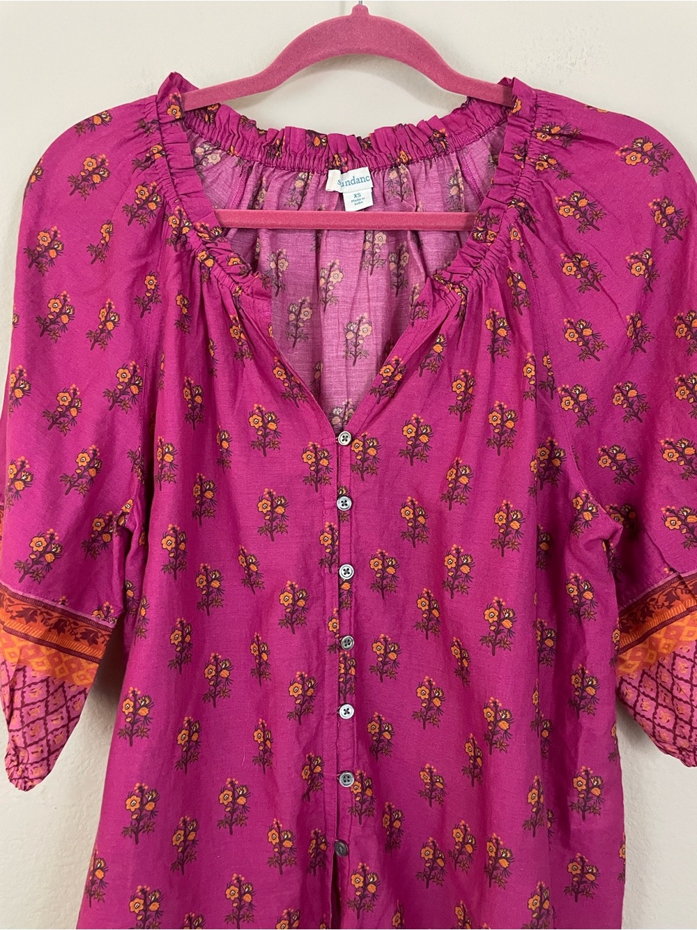 Sundance Floral Button-Down Blouse Size XS - Picture 4 of 6